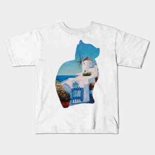 Santorini Cat Kids T-Shirt